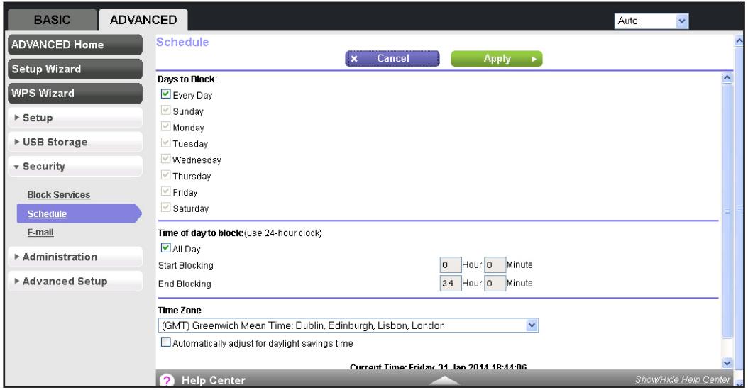 NETGEAR PR2000-100EUS - Select ADVANCED > Security > Schedule. - 1