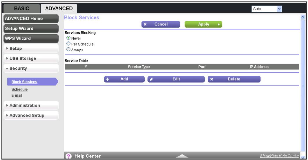 NETGEAR PR2000-100EUS - Select ADVANCED > Security > Block Services. - 1