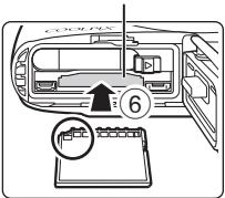 NIKKON COOLPiX - Ouvrez le volet du logement pour accumulator/carte mémoire, puis insérez l'accumulateur et la carte mémoire. - 3