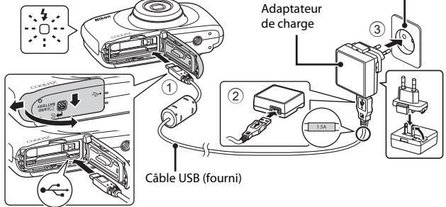 NIKKON COOLPiX - Une fois l'accumulateur installé, connectez l'appareil photo à une prise électrique. - 1