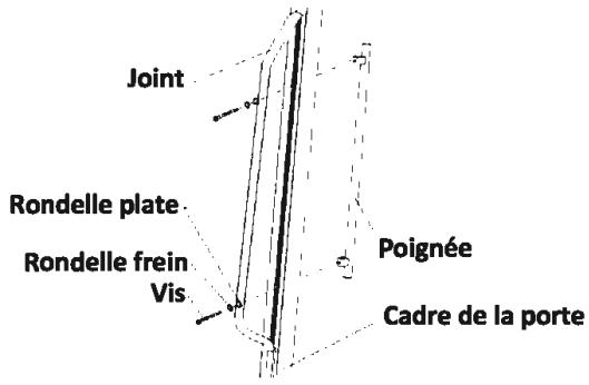 THOMSON CAVE_A_VIN_INTEGRABLE_MILLESIME_BI_20 - Assemblier la poignée de porte - 1