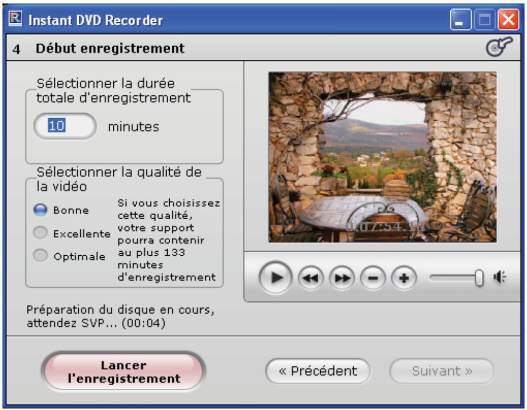 PINNACLE DVD RECORDER II - Fenêtre 4 : Lancer l'enregistrement - 1