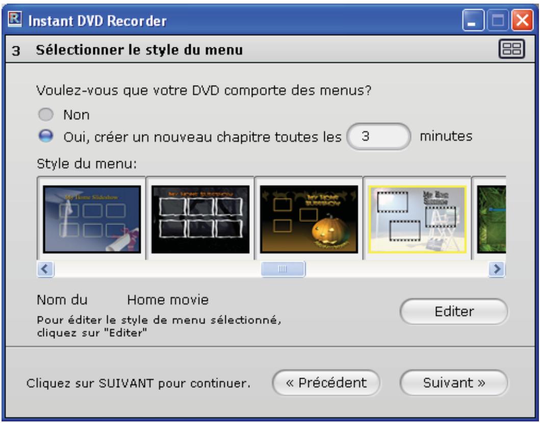 PINNACLE DVD RECORDER II - Fenêtre 3 : Créer le menu - 1