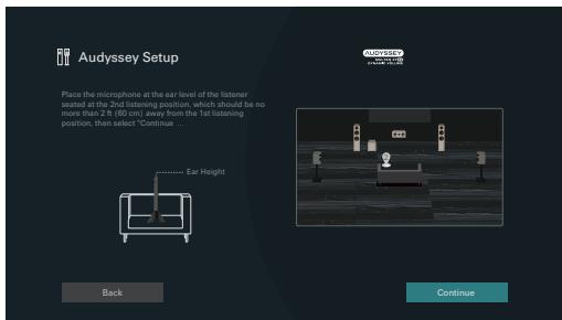 MARANTZ NC - Move the Sound calibration microphone to position 2, select "Continue", then press ENTER. - 1