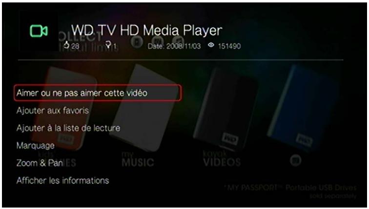 WESTERN DIGITAL PASMM WD TV - Options du YouTube Player - 1