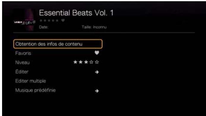 WESTERN DIGITAL PASMM WD TV - Options du menu Musique - 1