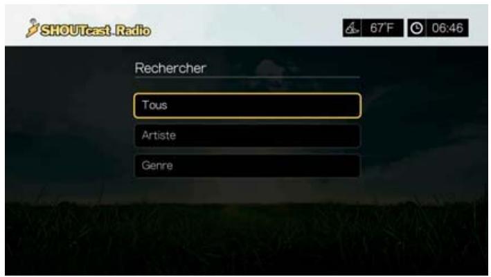 WESTERN DIGITAL PASMM WD TV - Pour rechercher une station SHOUTcast : - 1