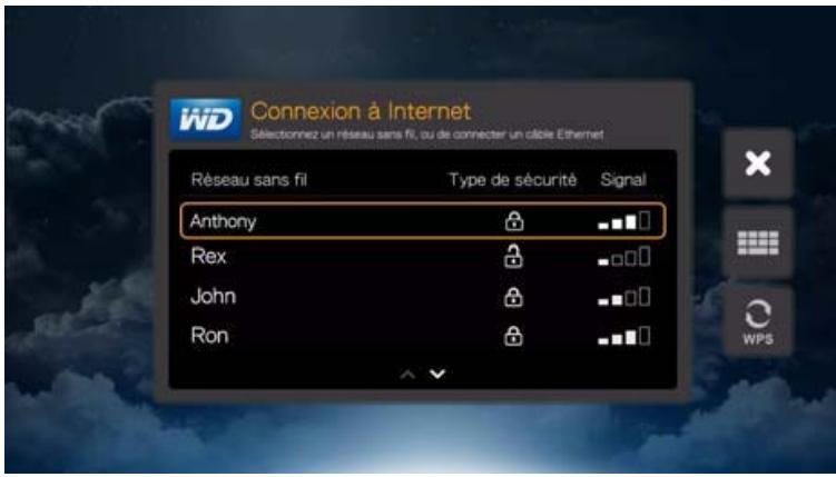 WESTERN DIGITAL PASMM WD TV - Recherche automatique ou saisie manuelle du nom de réseau sans fil - 1