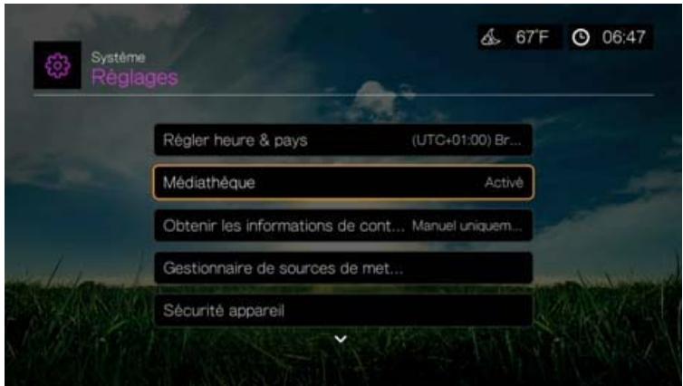 WESTERN DIGITAL PASMM WD TV - Pour désactiver la consolidation de la médiathèque (la valeur par défaut est Activé) : - 1