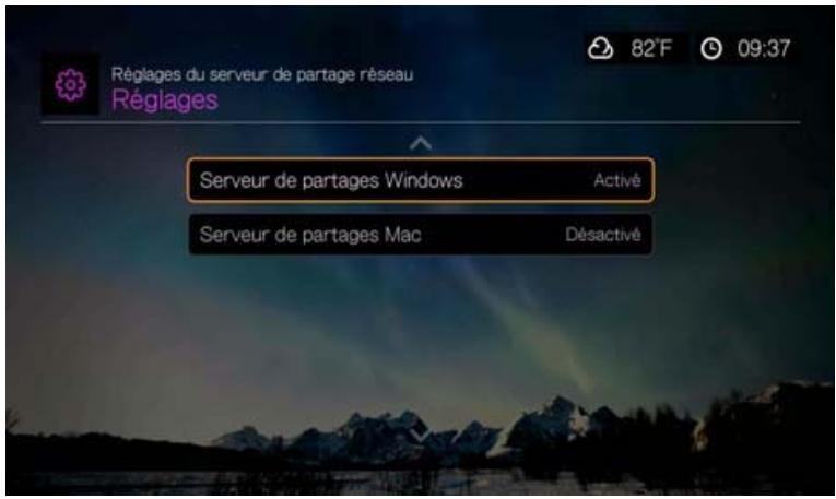 WESTERN DIGITAL PASMM WD TV - Réglages de Serveur de partage en réseau - 1