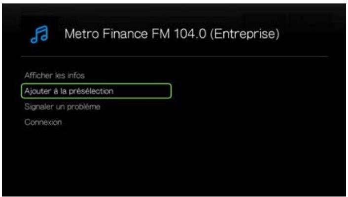WESTERN DIGITAL PASMM WD TV - Pour ajouter une station radio, un programme ou un podcast à vos stations préréglées : - 1