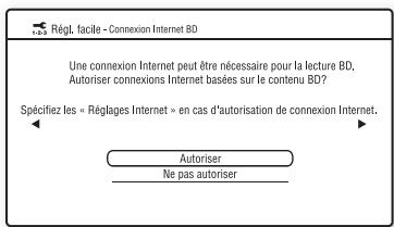 SONY BDV-Z7 - Appuyez sur / afin de sélectionner le paramètre souhaïte pour les connexions Internet BD. - 1
