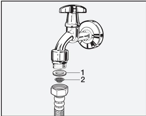 MIELE WTH120WPM - Nettoyer le filtré d'arrivée d'eau - 1