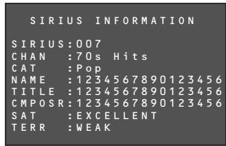 MARANTZ SR5004/N1B - CHANGER LES INFORMATIONS SIRIUS SUR L'AFFICHEUR DU PANNEAU AVANT - 7