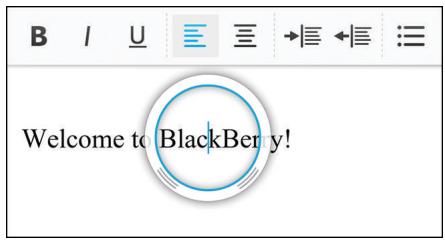 BLACKBERRY Q5 - Insérer le curseur - 1