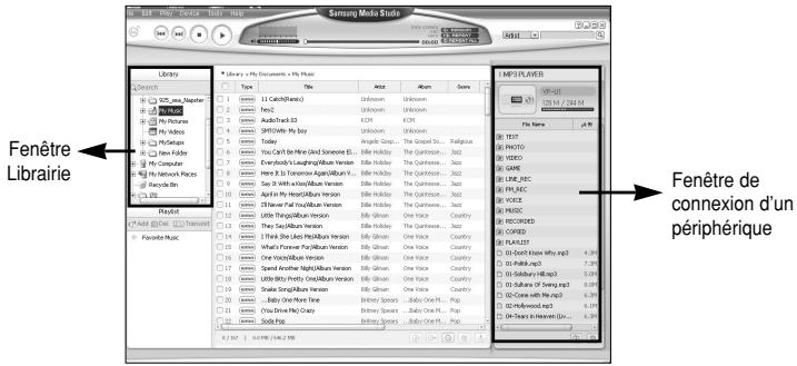 SAMSUNG YP-U1Z - Sélectionnez le dossier contenant les fichiers que vous souhaitez transférer dans la fenêtre [Librairie]. - 1