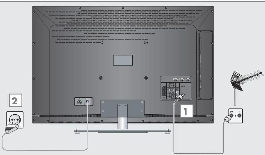GRUNDIG 40VLE8040C - Branchement du cable d'antenne et du cable d'alimentation - 1