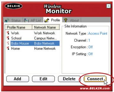 BELKIN F5D7050 - Onglet « Profile » (Profil) : Création de profil - 1