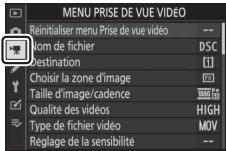 NIKON Z5+24-50MM+FTZ - Menu Prise de vue video : options de prise de vue video - 1