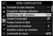 NIKON Z5+24-50MM+FTZ - Mettez en surbrillance [Réinitialiser régl. utiliser] dans le menu Configuration. - 1