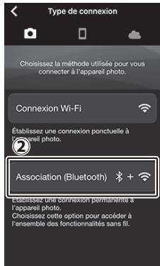 NIKON Z5+24-50MM+FTZ - Periphérique iOS : touchez [Appareil photo hybride], puis touchez [Association (Bluetooth)]. - 2