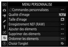 NIKON Z5+24-50MM+FTZ - Quittez et revenez au [MENU PERSONNALISE]. - 2