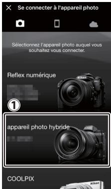 NIKON Z5+24-50MM+FTZ - Periphérique iOS : touchez [Appareil photo hybride], puis touchez [Association (Bluetooth)]. - 1