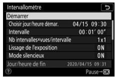 NIKON Z5+24-50MM+FTZ - Mettez en surbrillance [Intervallomètre] dans le menu Prise de vue photo. - 2
