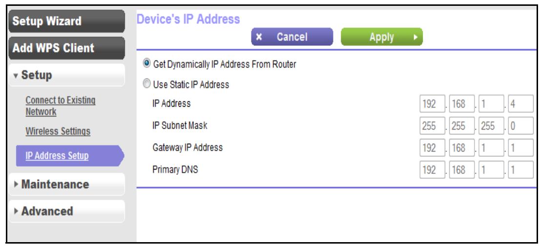 NETGEAR REPETEUR N150FR - To view or change the IP address settings: - 1