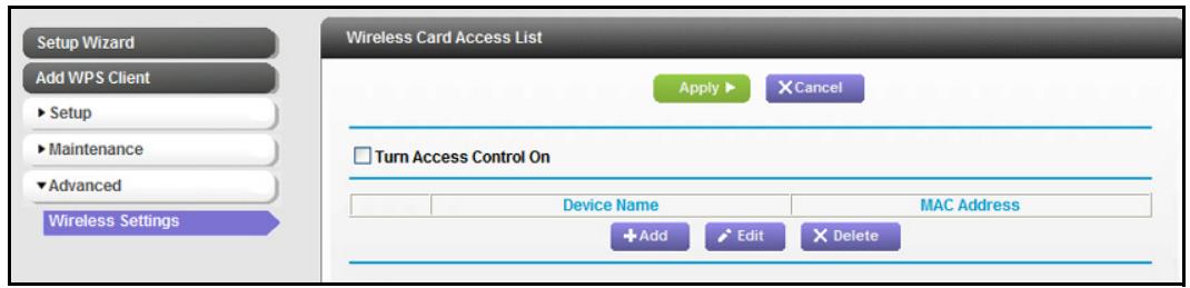 NETGEAR REPETEUR N150FR - To set up a wireless card access list: - 1