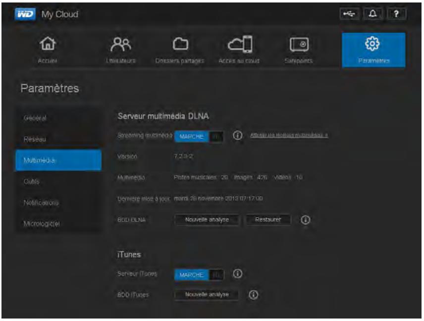 WESTERN DIGITAL MY CLOUD 3TO - Activation/désactivation de DLNA et iTunes - 1