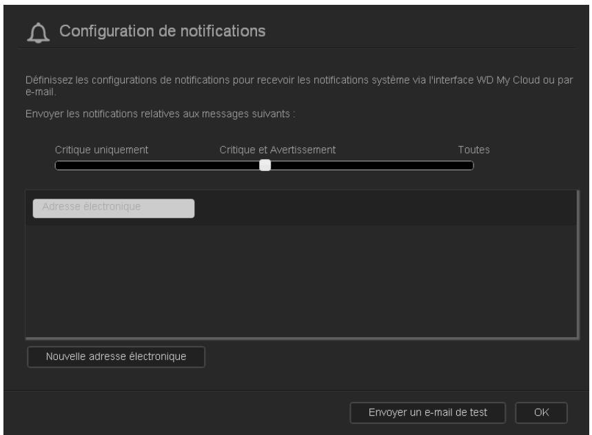 WESTERN DIGITAL MY CLOUD 3TO - Pour configurer les notifications par e-mail : - 1