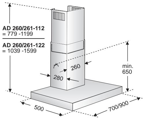 GAGGENAU AW 261-110 - Branchement du conduit d'évacuation Ø 120 mm: - 2