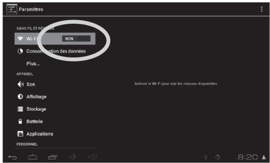 LEXIBOOK MFC195FRY - Comment activer la fonction wifi de la tablette - 4