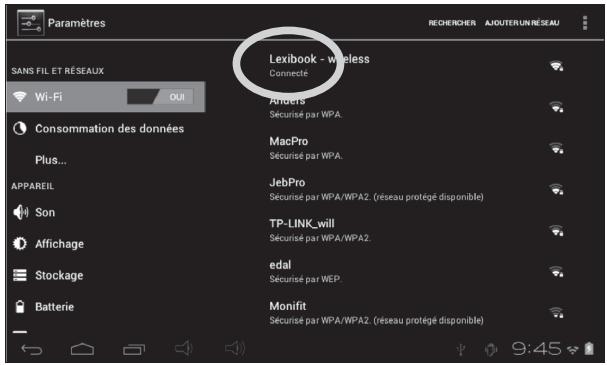 LEXIBOOK MFC195FRY - Comment activer la fonction wifi de la tablette - 9