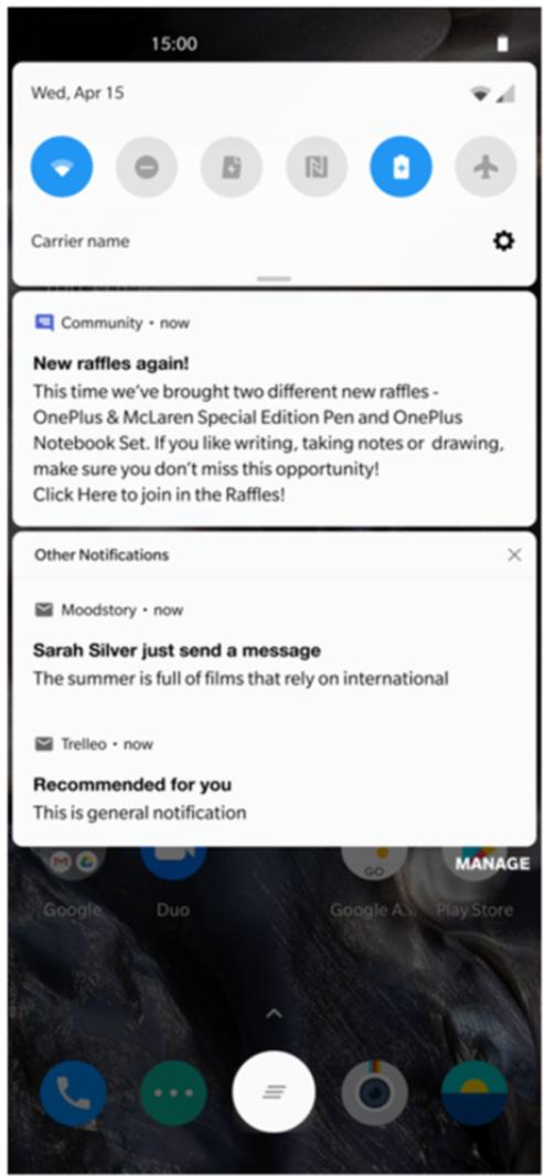ONEPLUS Nord Blue 5G 8GO+128GO - Panneau de notifications - 1