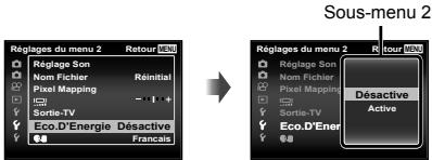 OLYMPUS KiT TG-830 - Utilisez  pour selectionner le sous-menu 1 souhaite puis appuyez sur la touche. - 1
