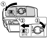OLYMPUS KiT TG-830 - Suivez les étapes ①, 2 et ③ pour fermer le couvercle de la batterie/ carte. - 1
