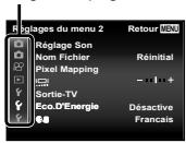 OLYMPUS KiT TG-830 - Appuyez sur  pourmettreles onglets de page en surbrillance. Utilisez  pourselectionner la page souhaieteepuis appuyez sur - 1