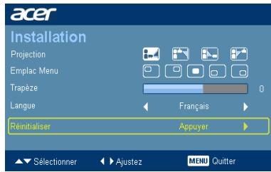 ACER H9500BD - Menu d'installation - 2