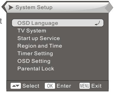 PROLINE DFV 14S - Menu d'accueil des réglages du système - 2