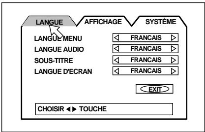 JVC HT-A9C - Menu d'écran pour le réglage de préférences LANGUE - 1