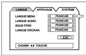 JVC HT-A9C - Déplacez le pointeur à LANGUE MENU à l'aide des curseurs ▲/▼. - 1