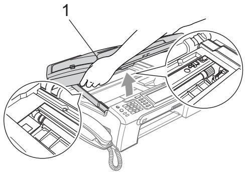 BROTHER MFC 680CN - Des deux mains, utilisez les pattes en plastique des deux cots de l'appareil pour soulever le capot du scanner (1) jusqu'à ce qu'il soit bloqué en position ouverte. - 1