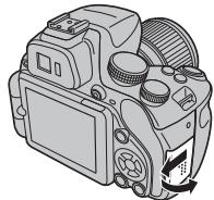 FUJIFILM FINEPIX HS50 EXR - Ouvrez le cache-fente pour la carte mémoire. - 2