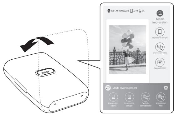 FUJIFILM INSTAX_MINI_LINK_SPECIAL_EDITION - Changer le mode de l'application lorsque l'écran supérieur est sélectionné dans l'application - 2