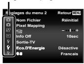 OLYMPUS TG-2 - Appuyez sur  pourmettreles onglets de page en surbrillance. Utilisez  pourselectionner la page souhaieteepuis appuyez sur - 1