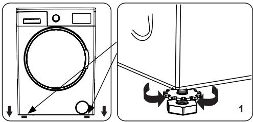 DE DIETRICH DWD485QJE - Réglage des pieds / Réglage des haubans ajustables - 1