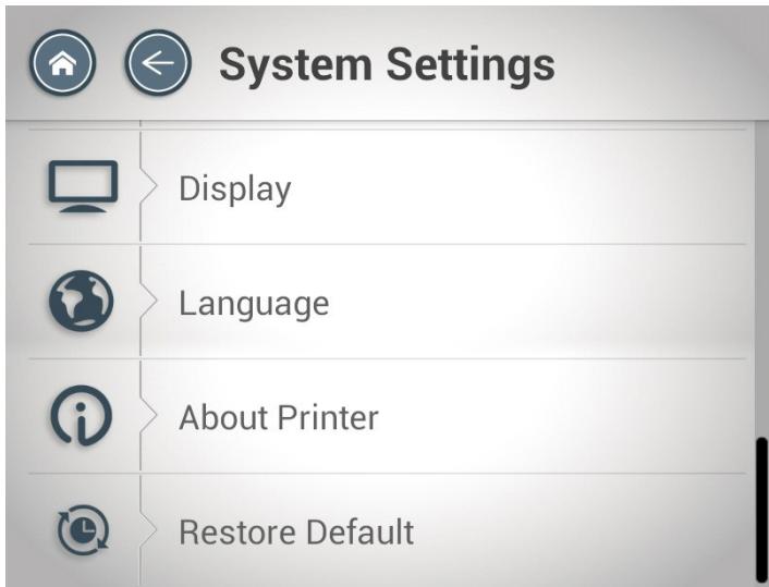 X¥Z PRINTING DA ViNCi 1.1 PLUS - Menu réglage du système - 2