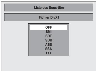 TOSHIBA DVR-70DT - Une fois le fichier DivX® sélectionné, la “Liste des Sous-titre” apparaitra. - 1
